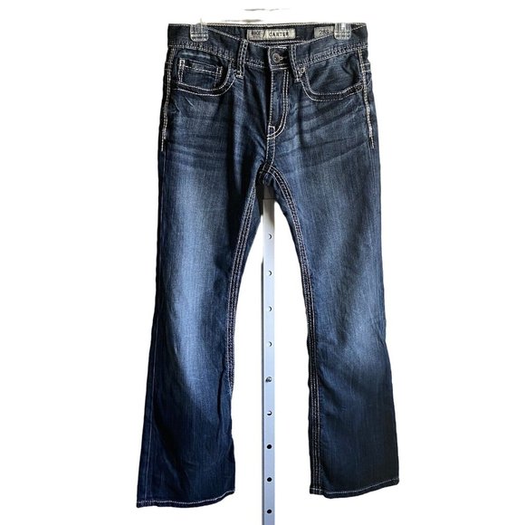BKE Jeans Sz 28S Blue Carter Bootcut Dark Wash Faded Preppy Denim - Picture 1 of 15